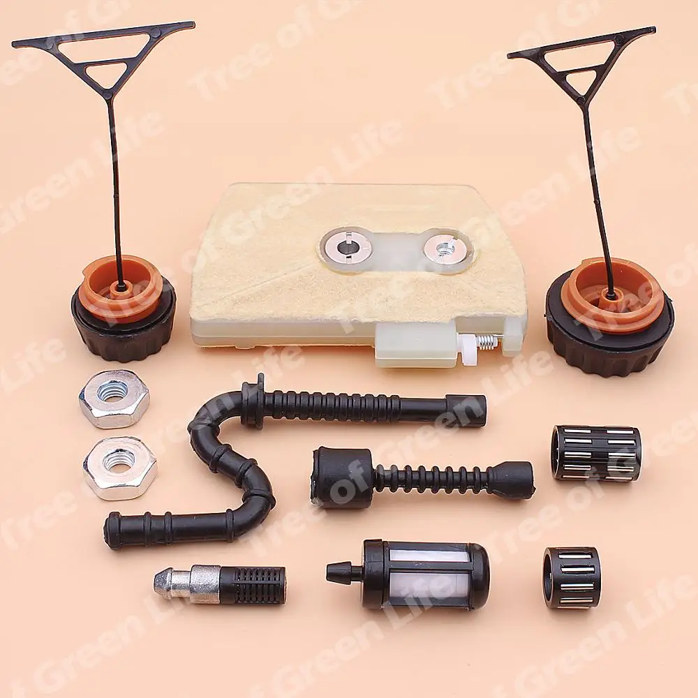 Tapa de tanque de línea de filtro de aceite y combustible de aire para Stihl 038 MS380 MS 380, barra de motosierra, Perno de embrague, pistón, rodamiento de agujas, 1119, 120