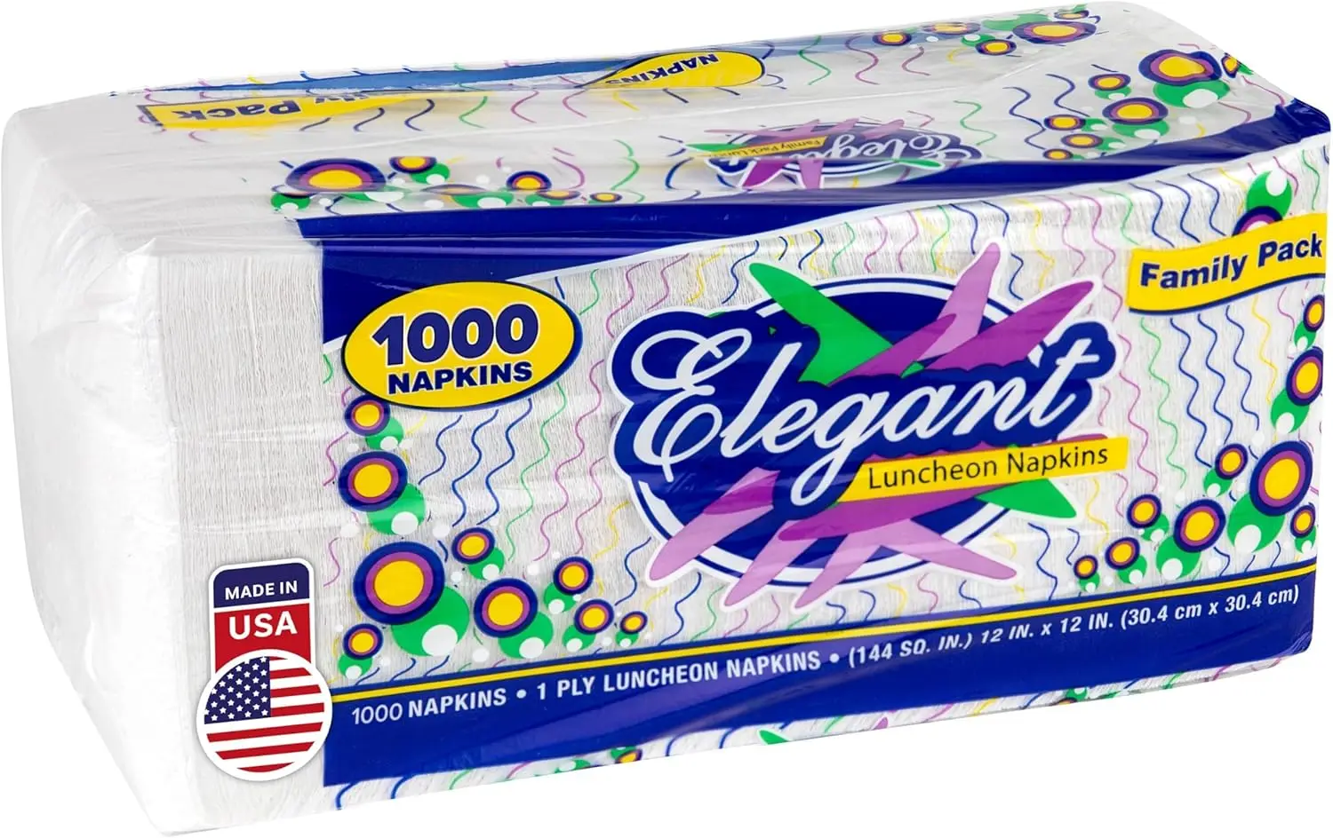 

12 Inch White Disposable Napkins - 1 Ply Paper Dinner Napkins for Parties, Crafts, Daily Use - 1000 Pack