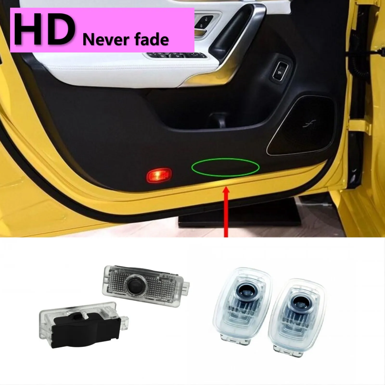 

2PCS HD Led Car Door Light Projector Lamp For Mercedes Benz CLA C117 2010-2017 2019 C Coupe 2010-2023 W205 S205 C205 amg 35 45 S