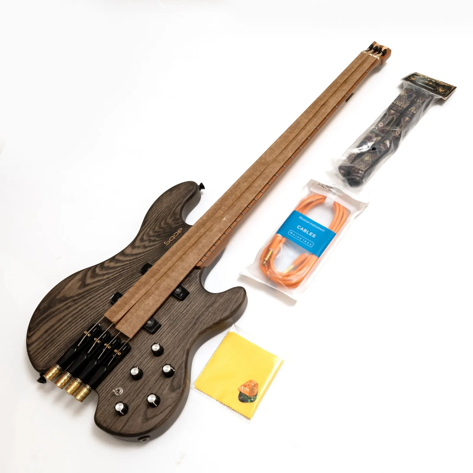 Headless 4 String Bass Guitar Ash Body Roasted Maple Neck Active Passive J Pickup 24 Frets Matte Finish Electric Bass view 2