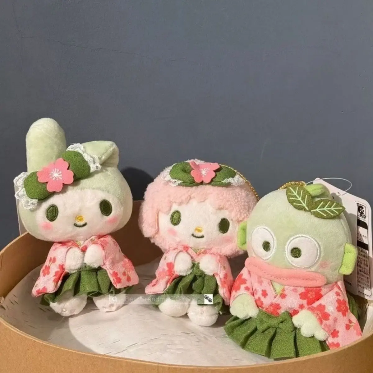 Kawaii Sanrio Green Matcha Kimono Series Cherry Blossoms Hello Kitty Lamb Melody Ugly Fish Bag Pendant Cartoon New Style Lovely