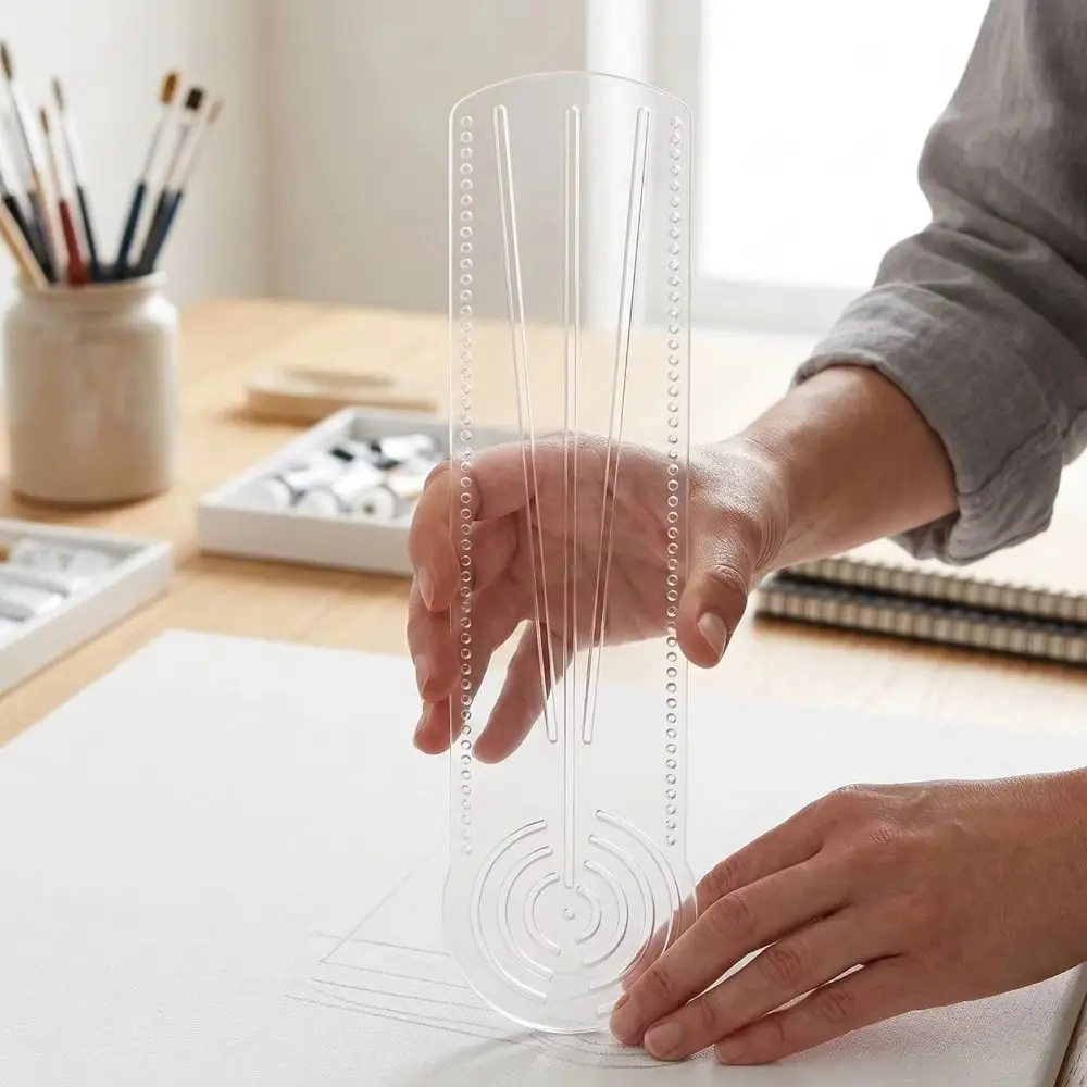 Durable Mandala Drawing Stencil Acrylic Reusable Drawing Template Math Geometry 3-in-1 Compass Protractor Ruler