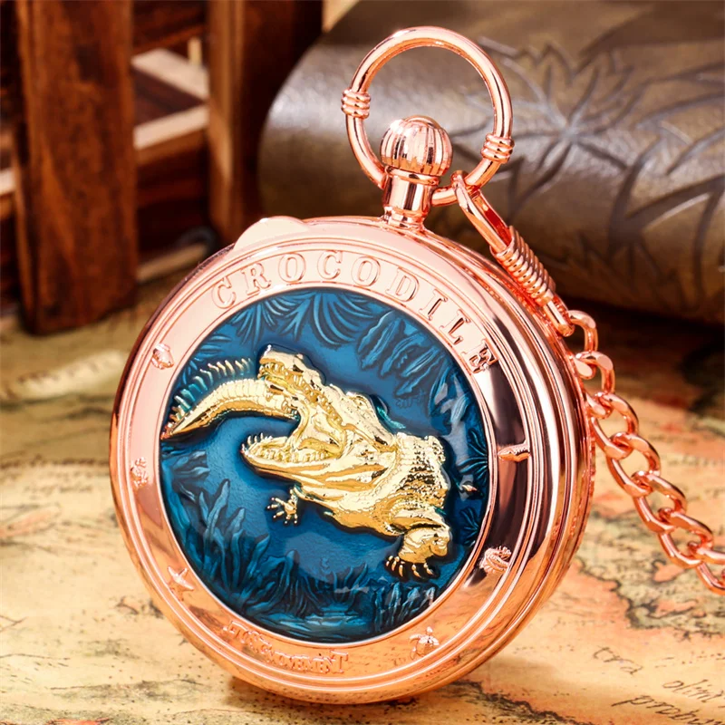 Mehrfarbige Krokodil-Taschenuhr mit Kette, Quarzwerk und Melodie aus dem Film „Castle in the Sky“ – Detail 8