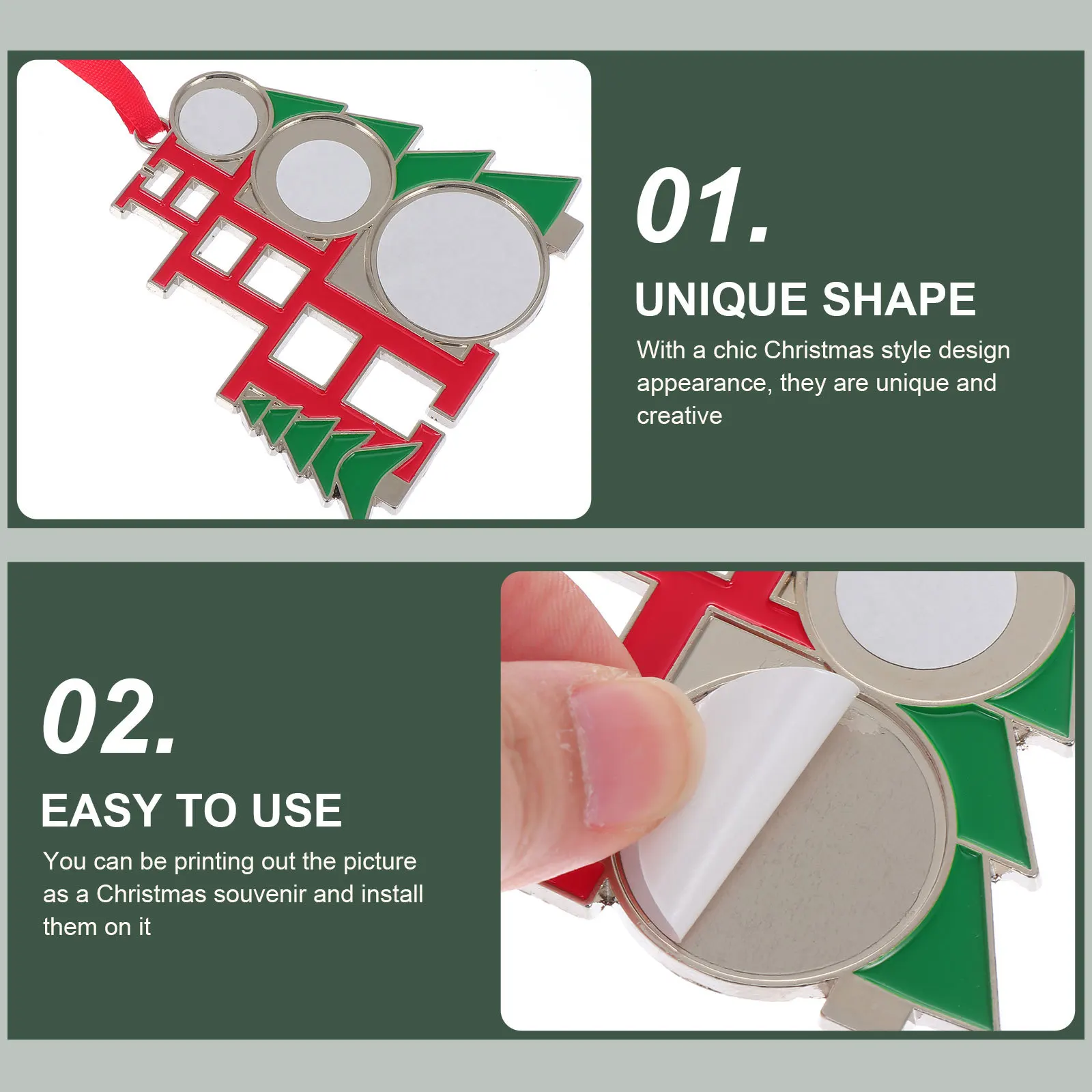 

1Pcs Xmas Alloy Photo Frame Pendant Creative Decoration for Tree Wreath Stocking Festival Fun Exquisite Photo Frame