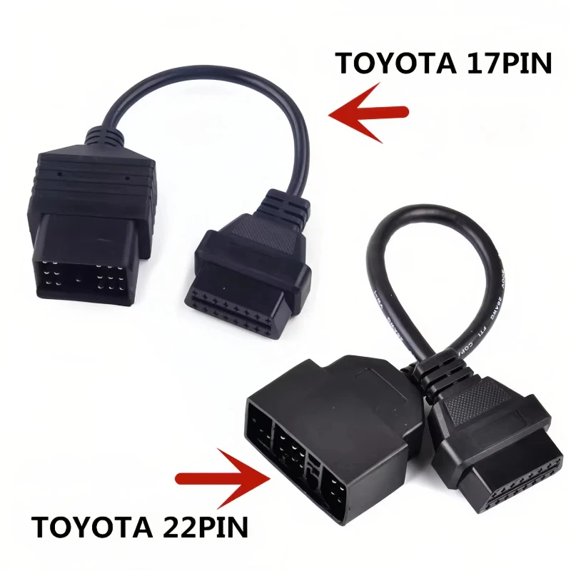 22-Pin To 16-Pin and 17-Pin To 16-Pin Connection Cables OBD1 To OBD2 Diagnostic Adapter Cables For Toyota Vehicles