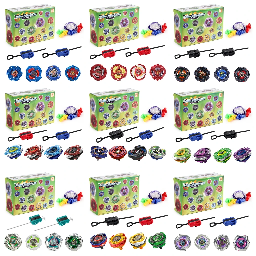 Ensemble de jouets pour toupies BX UX CX, 4 pièces, avec deux lanceurs Ripcord, cadeau pour enfants