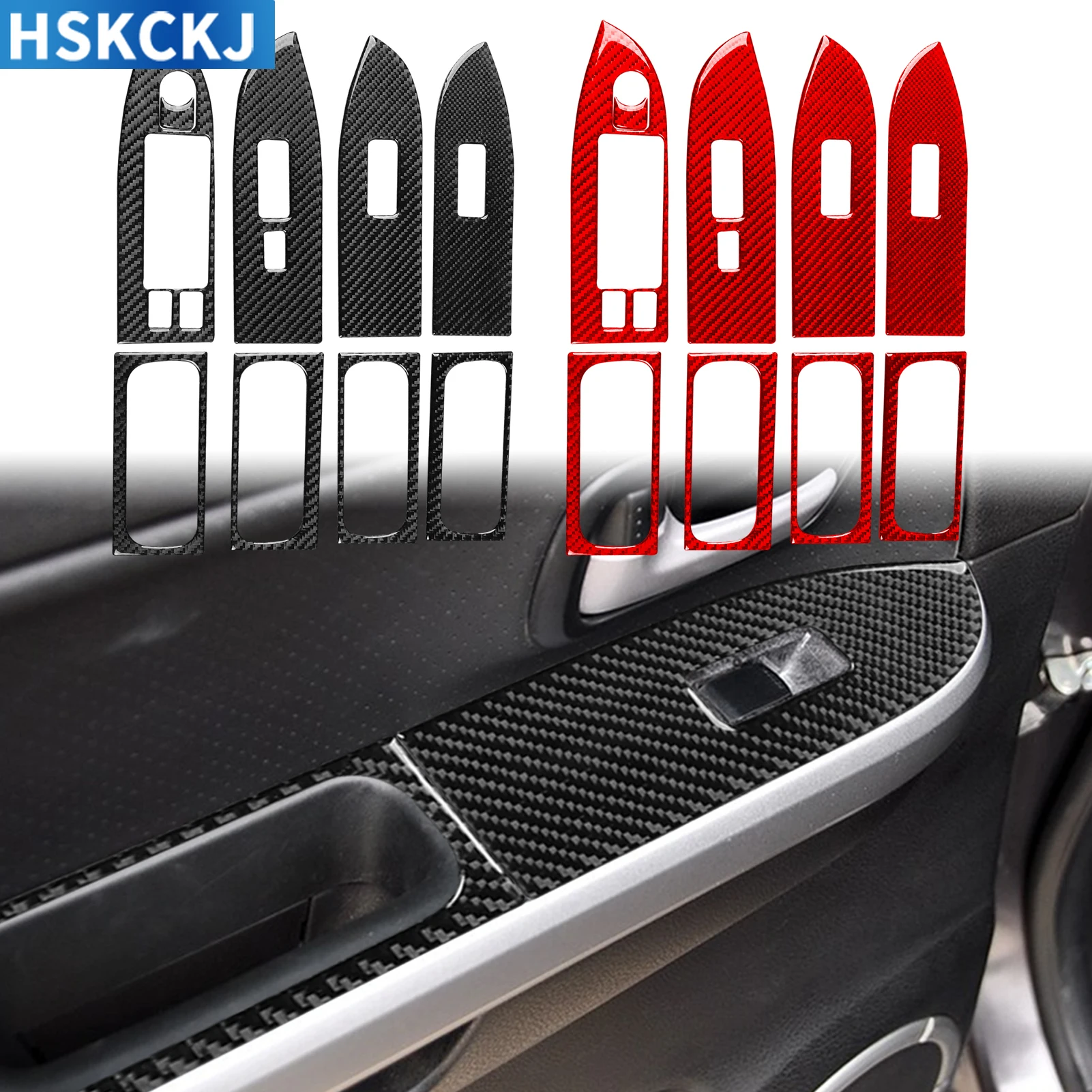 

For Suzuki Grand Vitara 2006—2013 Car Accessories Real Carbon Fiber Window Switch Lifting Panel Cover Trim Sticker Decoration