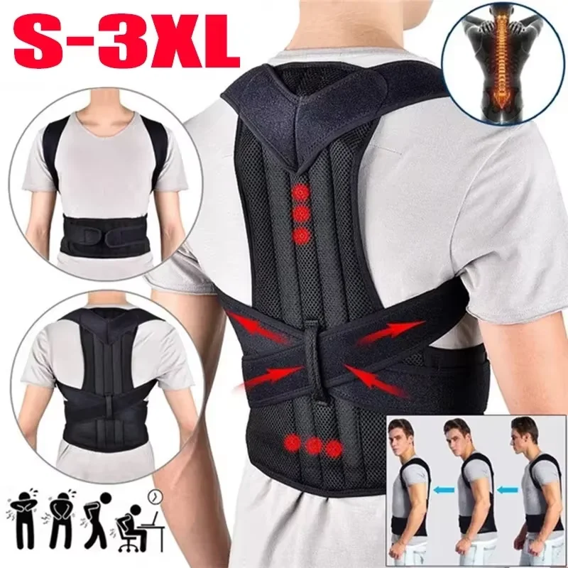 Back Brace Posture Corrector for Women & Men, Adjustable Back Lumbar Support Belt Shoulder Posture