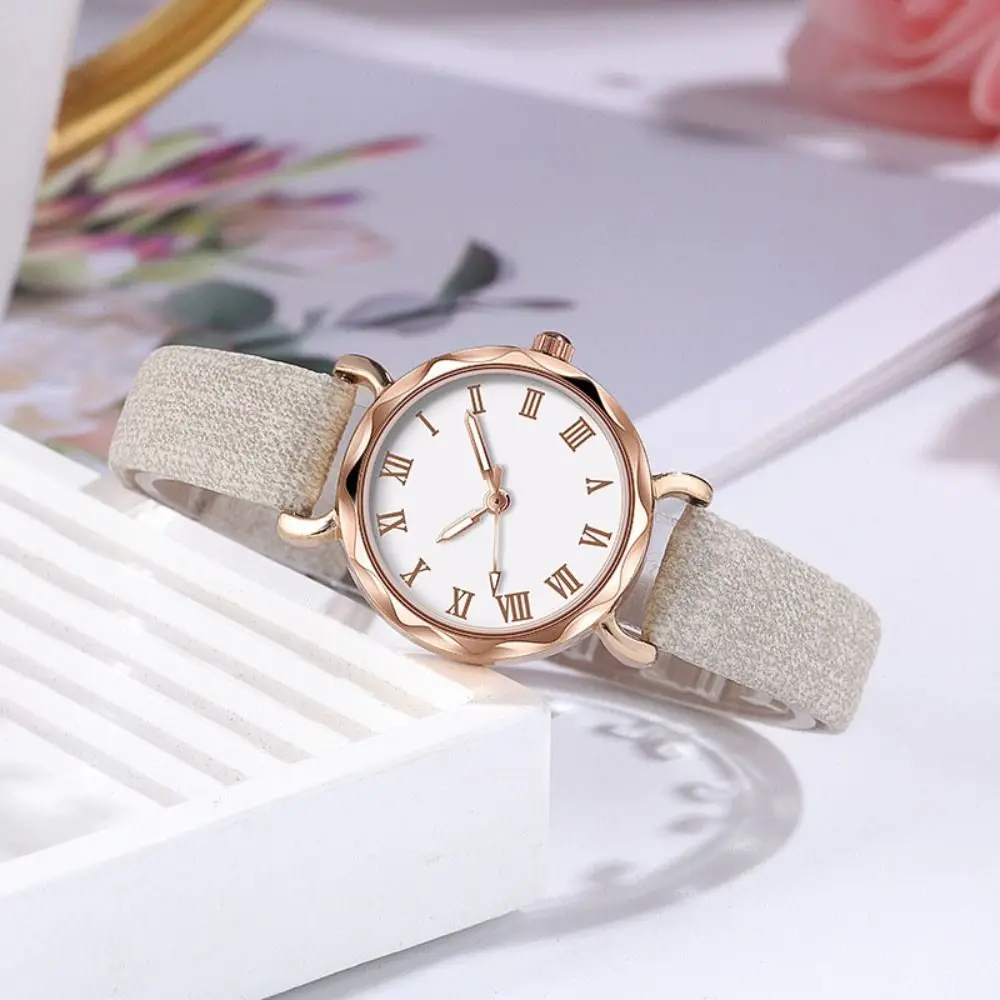 High Quality Faux Leather Strap Watch Round Dial Casual Wristwatch Multi-color Adjustable Quartz Watch
