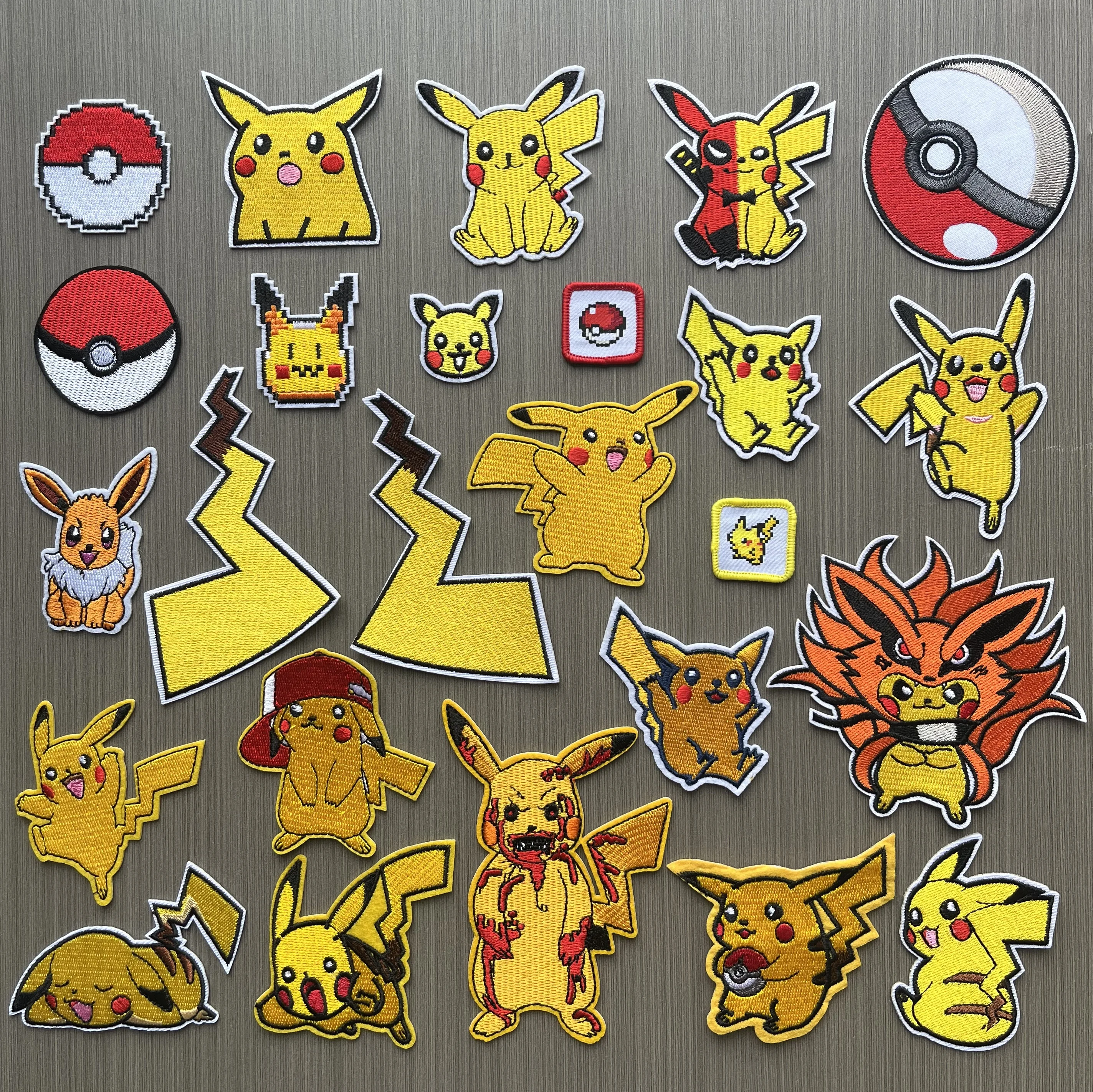 

9/25Pcs Cartoons Pikachu Pokemon Game Monster Character For DIY Clothing Iron on Embroidery Patch Sew coat Jeans Appliques