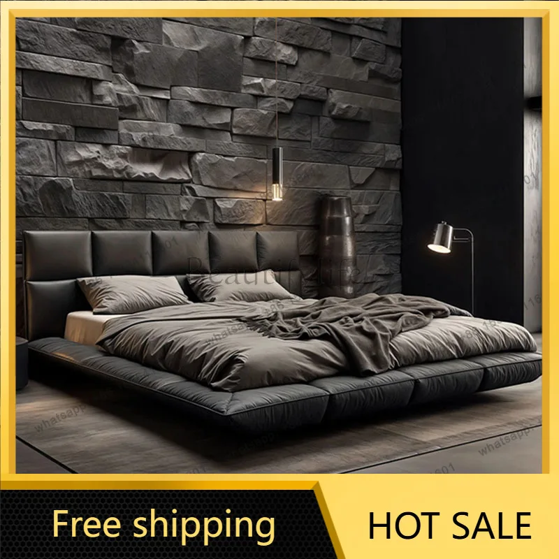 XX.Frame Floating Bed Leather Sleeping Design Girls Bedroom King Size Bed Sun Simple Letto Matrimoniale Lounge Suite Furniture