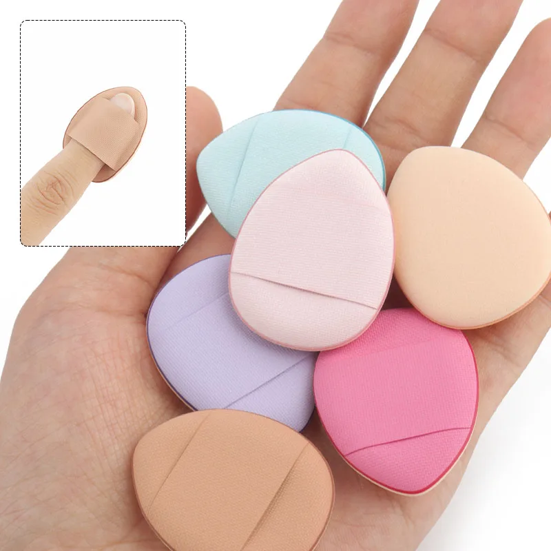 10 szt. Mini Gąbeczki do Makijażu na Palec, Puszki do Korektora, Podkładu, Poduszki Powietrznej, Narzędzie Kosmetyczne do Użytku na Sucho i Mokro, Akcesoria Kosmetyczne dla Kobiet