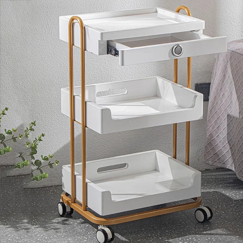 Cosmetic Helper Tool Trolley Utility Aesthetic Storage Auxiliary Cart Wheels Chariot Coiffure Hairdressing Furniture MQ50TC