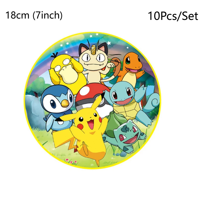 Pokemon Birthday Party Decorations Tablecloth Tableware Cups Plates Paper Napkins Backdrop Pikachu Balloons Banner Kids Gifts