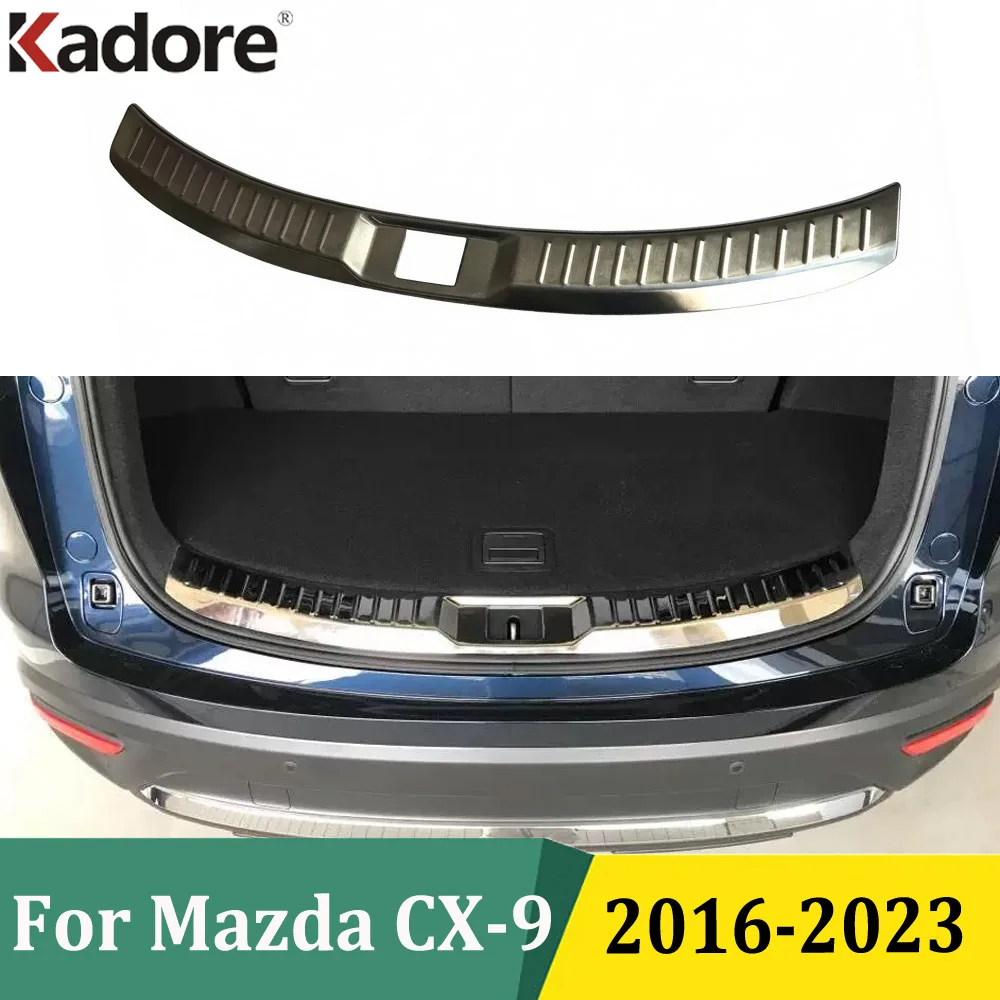 For Mazda CX9 CX-9 2016 2017 2019 2020 2021 2022 2023 Outer+Inner Rear Bumper Guard Protector Plate Sill Trunk Car Accessories