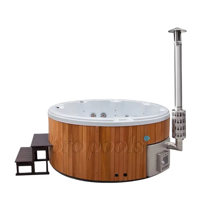 Cedar Hot Tube Burning Stove Whirlpool Pool With Wood Luxu ry Modern for Swimming Massage for Outdoor Party Spa Tub Red 5 Person