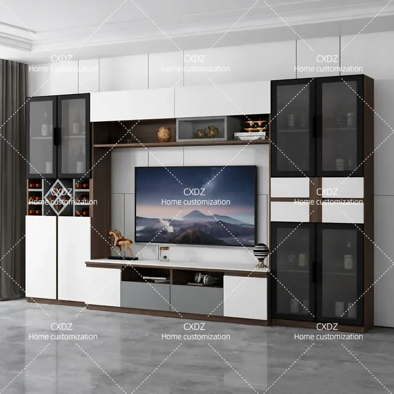 Light luxury style combination 65-inch TV wall cabinet simple overall wall TV cabinet background wall integrated storage