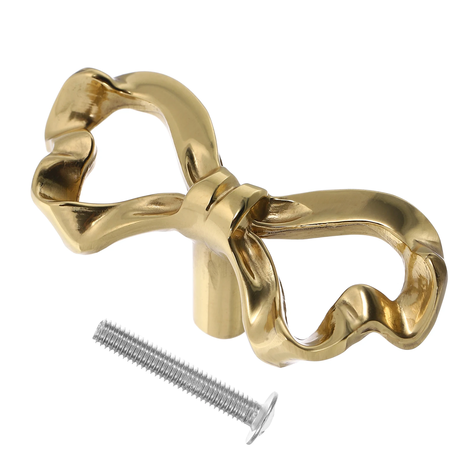 

Brass Cabinet Knobs Bow Shaped Handles 60x27x25 Vintage Drawer Pulls Unique Door Closet Furniture Hardware Metal