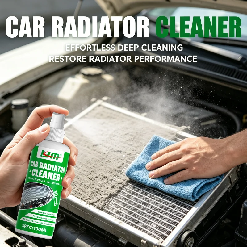 KJM Auto Radiator Cleaner Spray Car Condenser Fin Cleaner Engine Bay Grille Dust Oil Stain Remover With Towel 100ml - view 5