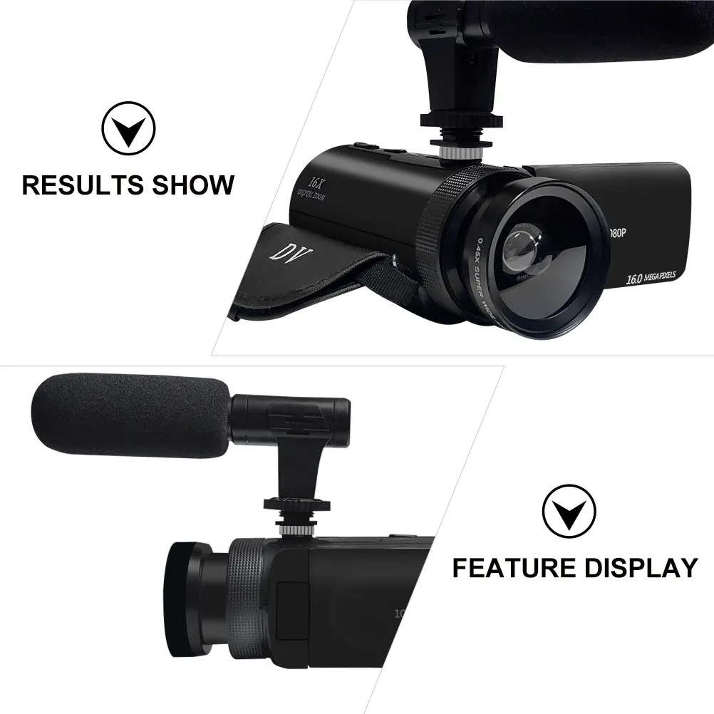 

1 комплект цифровой HD-видеокамеры профессионального класса с микрофоном, видеорегистратор высокой четкости из ABS-материала для видеоблогинга и интервью