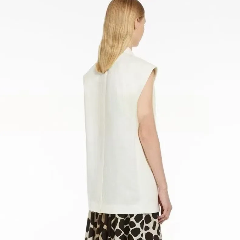 Withered Simple And Versatile Fashionable Commuting Double Breasted Vest Jacket Top