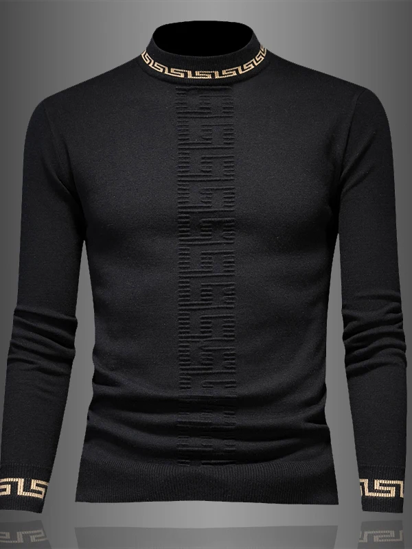 

ZhanChao Brand Simple Luxury European Sle Casual round Ne Knitted Slim Fit Base Layer Men's Wool Sweater Autumn Winter