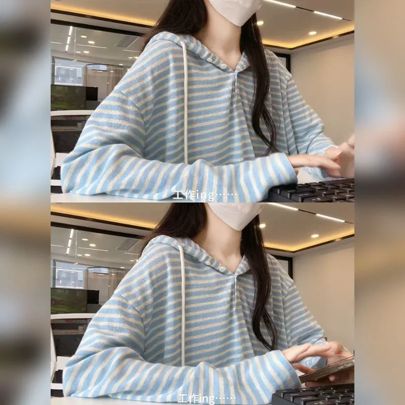 Nieuwe dameshoodie Modestreep Vroege herfst dopamine los en lui Modieus en veelzijdig stijljack Damestop