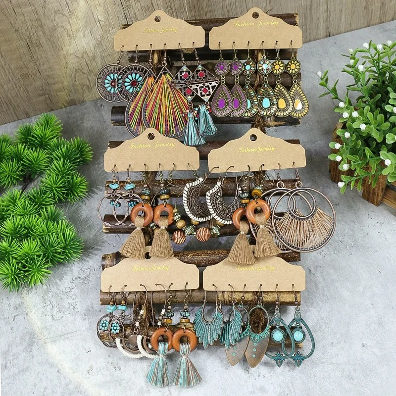 New Earring Set Female Retro Holiday Style Large Circle Earrings Boho Jewelry Pendientes Bohemian Fashion Tassel Accessories