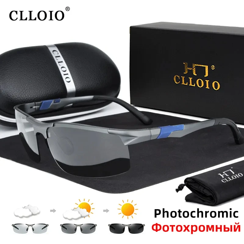 CLLOIO New Aluminum Polarized Photochromic Sunglasses Men Polarized Day Night Driving Glasses Anti-Glare Chameleon Oculos de sol