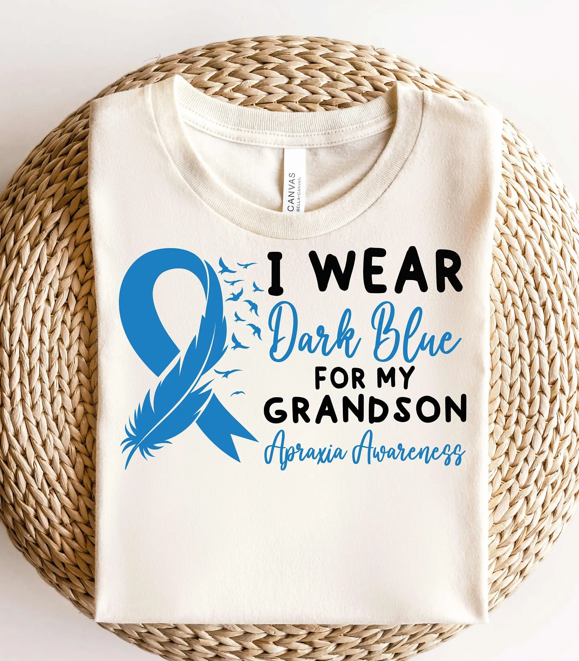 Apraxia Awareness T Shirt Support Grandson Dark Blue Ribbon Survivor Childhood Slp