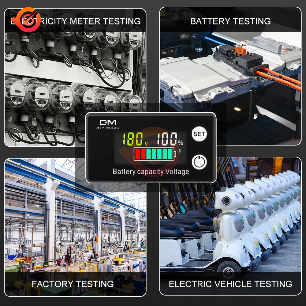 DC Battery Voltmeter DC 8V-100V 6133A LCD Battery Capacity Indicator Power Meter Lithium LiFePO4 lead-acid cell 12V 24V 48V