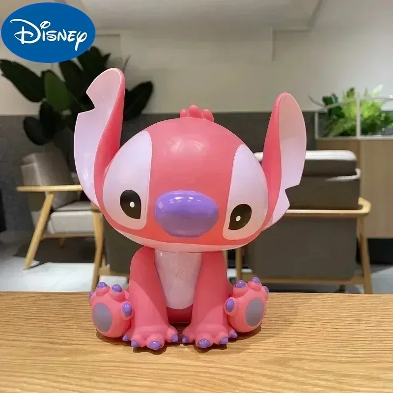 Disney Kawaii Stitch Angel Piggy Bank Cartoon Anime Money Box Pvc Action Model Doll Decorative Collect Kids Toy New Year Gift