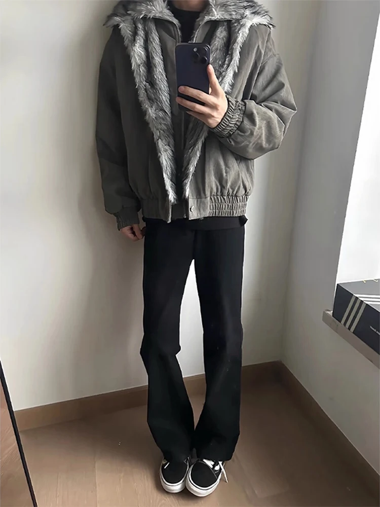 

Ykee Double Layer Fur Collar Mountain Eagle Jaet Men's Winter Thiened Warm Cotton Coat High Sensation Zipper Closure Long...