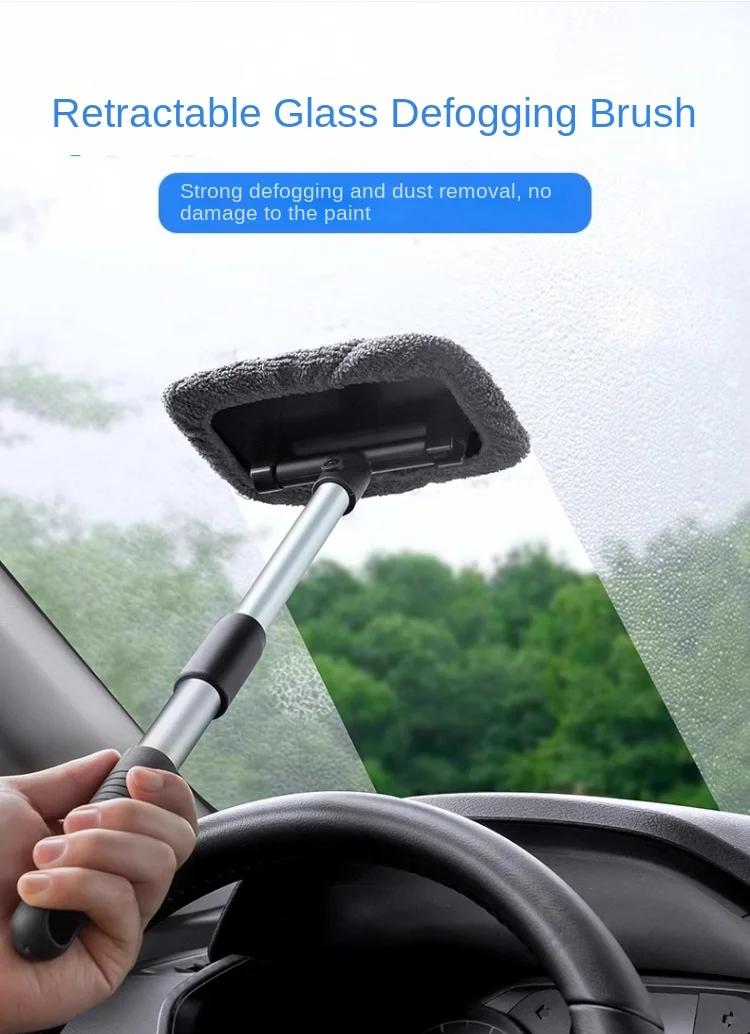 Auto-Fensterreiniger-Bürstenset Mikrofaser-Windschutzscheiben-Reinigungswerkzeug Auto-Innenraum-Glaswasch-Wischer Langer Griff Wiederverwendbares Tuchpad – Detail 2