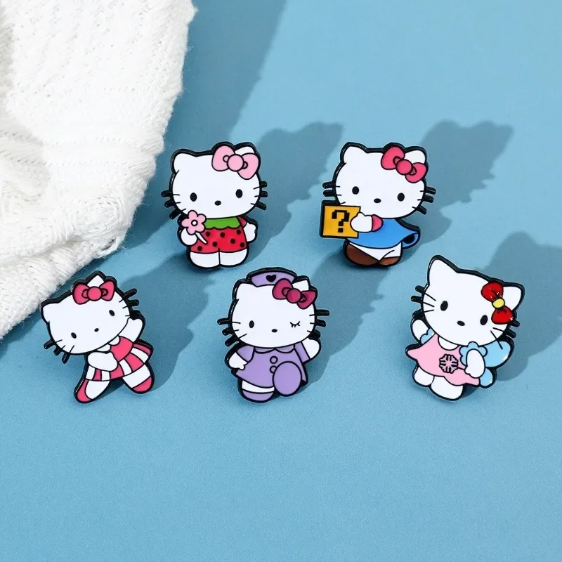 

Sanrio Hello Kitty Brooch Q Figurals Anime Action Figures Alloyed Badges Clothing Merchandise Decoration Children Birthday Gifts