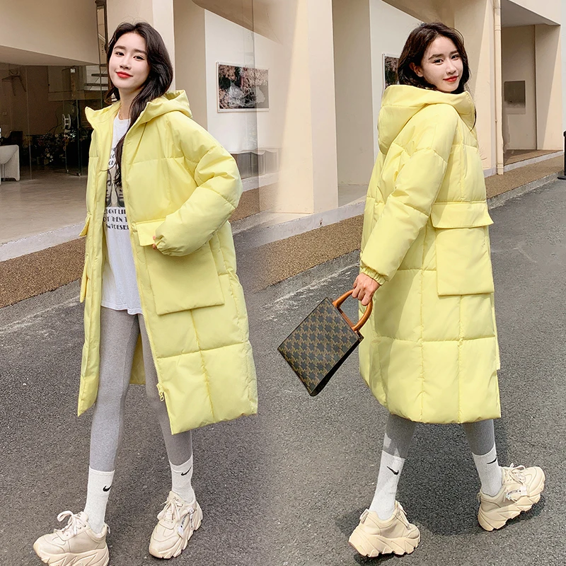 Women\'s Loose Thickened Parka Down Cotton Jacket hooded Casual Long Coat Waterproof Clothing New Winter 2024 Lady Warm Outwear