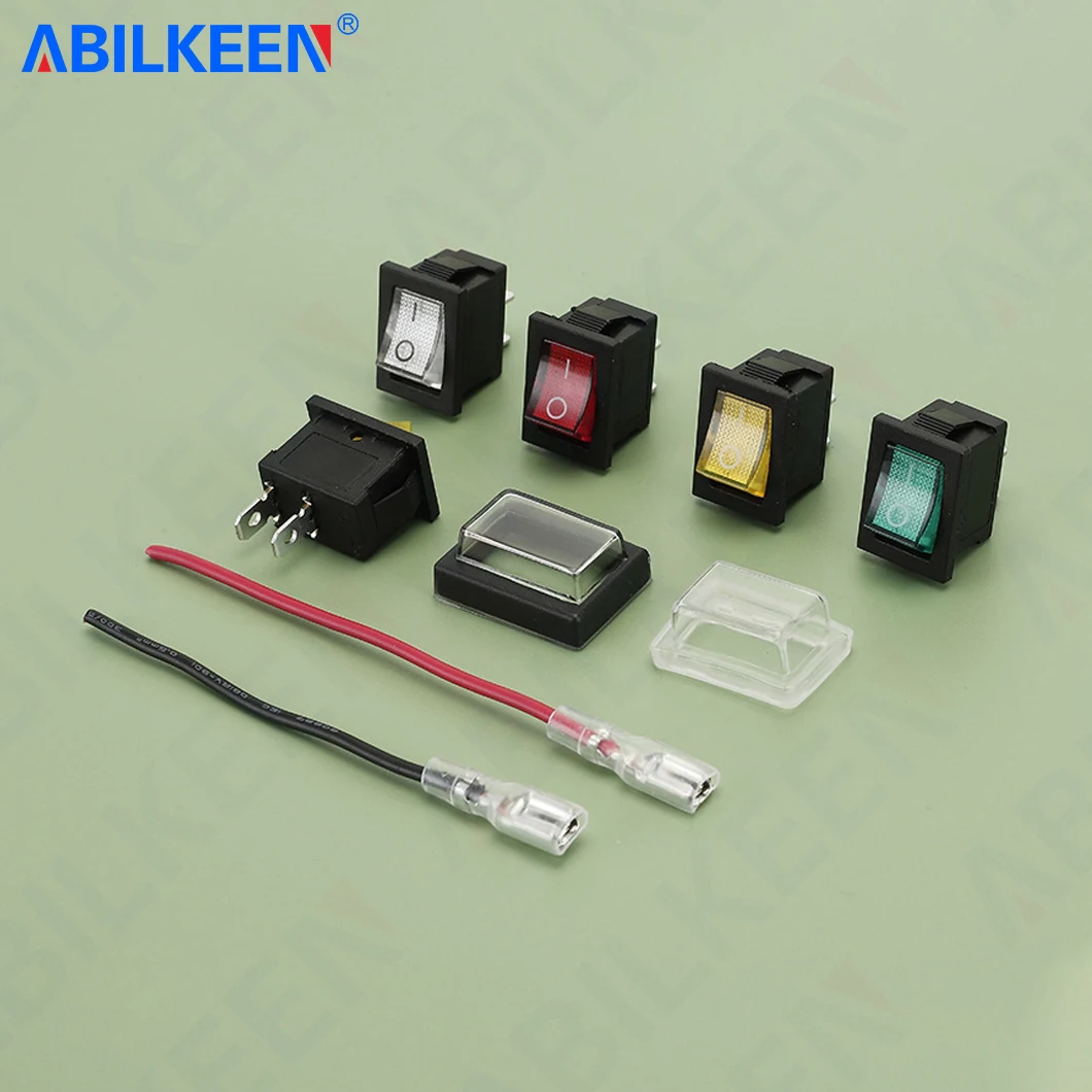 100PCS/LOT ABILKEEN KCD1-101N Mini Rocker Toggle Switch 3A250VAC ON-OFF Rocker Switch with 3Pin Terminal LED Light Illuminate