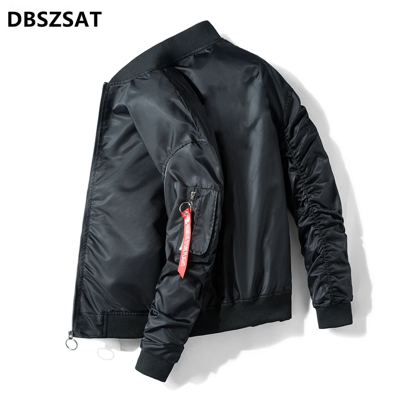 Chaqueta de piloto para hombre, abrigo de vuelo de béisbol de Color sólido, Bomber militar, chaqueta universitaria de talla grande, prendas de vestir exteriores de M-4XL, primavera y otoño