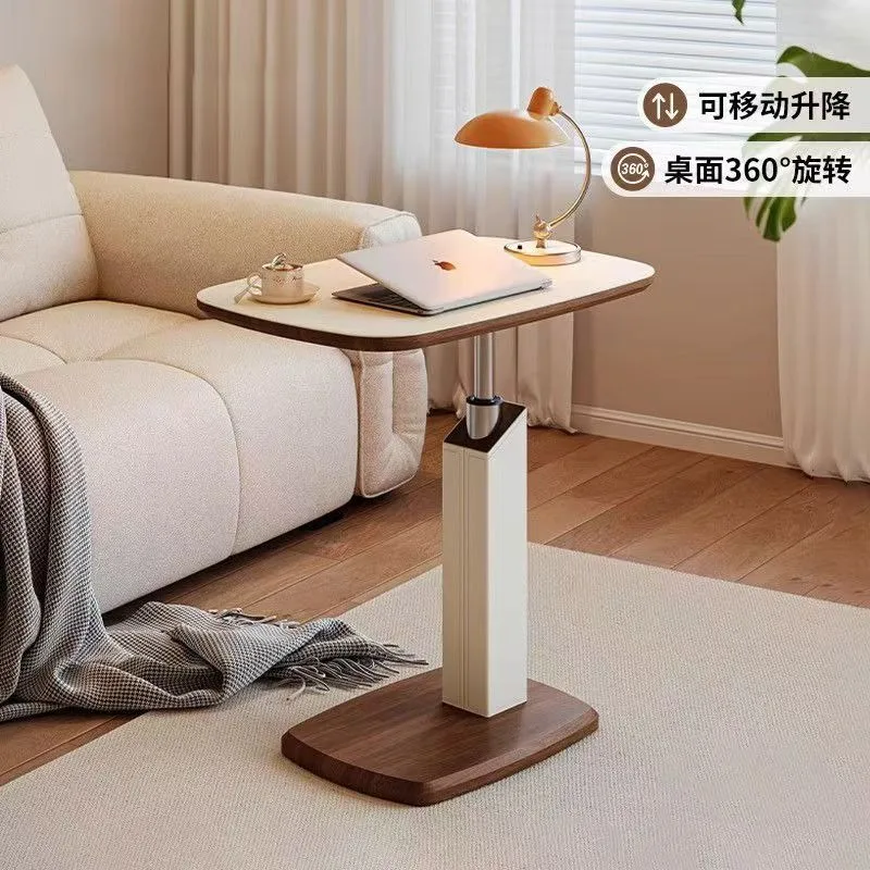 

Saddle leather lifting side table Living room antique movable coffee table Living room lifting table Bedroom bedside computer ta