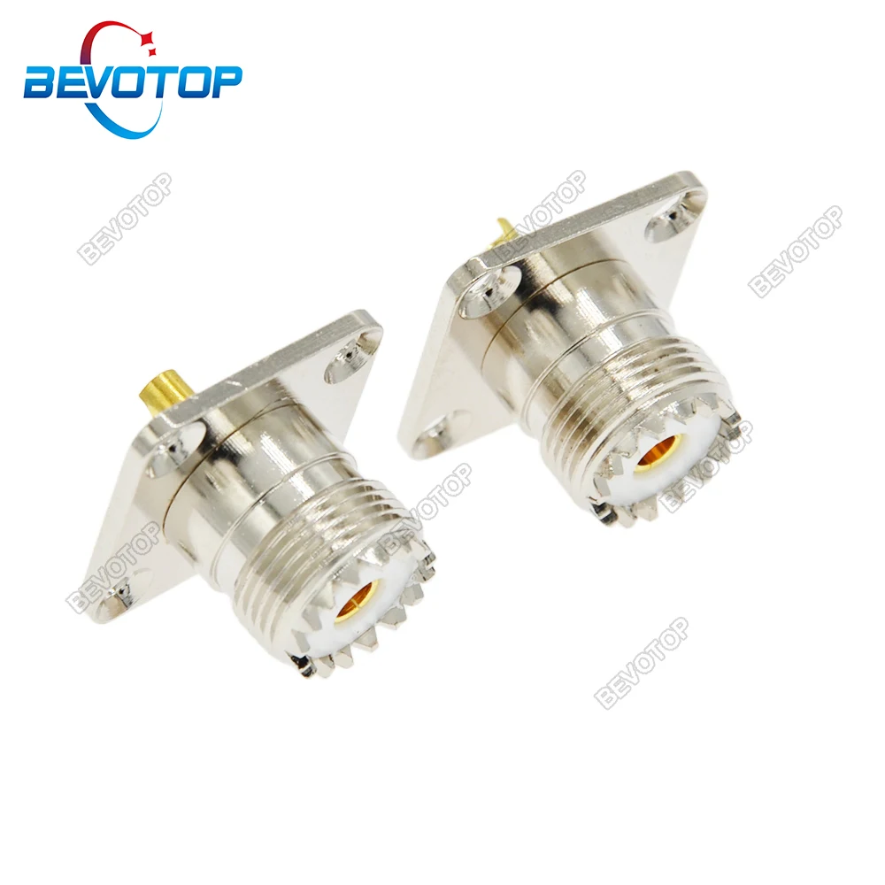 1Pcs Connector UHF SO239 Female Jack 4-holes Flange Solder for Panel Mount RF Coaxial Adapter High Quality  BEVOTOP