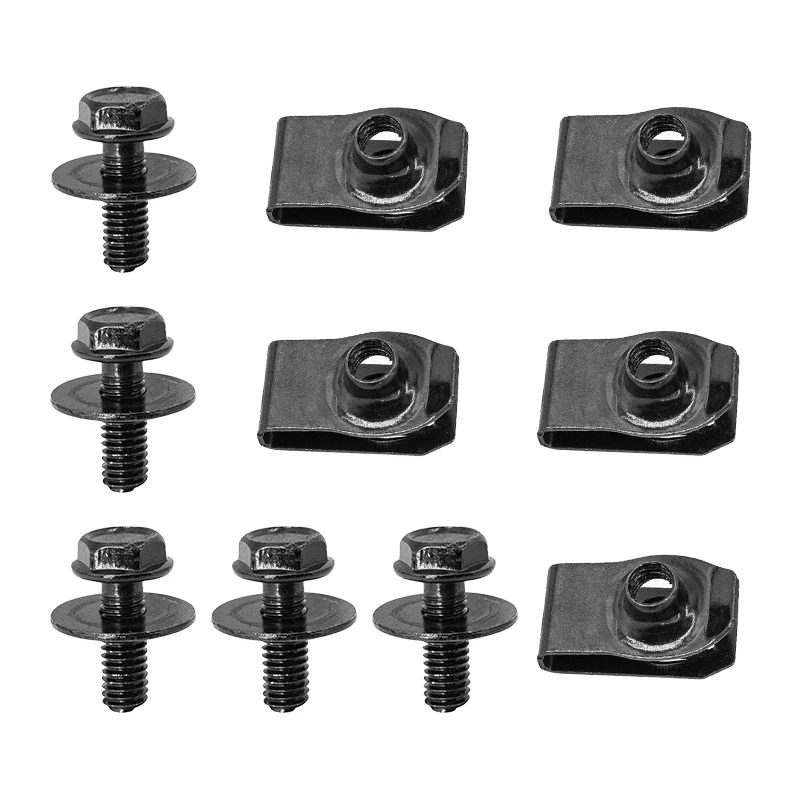 25Pcs Universal Body Bolts Fastener & 25Pcs U-nut Clips M6 Engine Cover Undertray Splash Shield Guard for Car Hoods Fenders