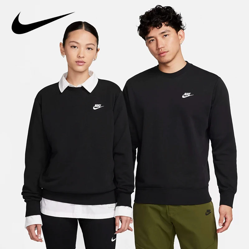 Original Nike logo Long Sleeve Round Neck Casual Hoodie Spring Men's Black Gray BV2667-010