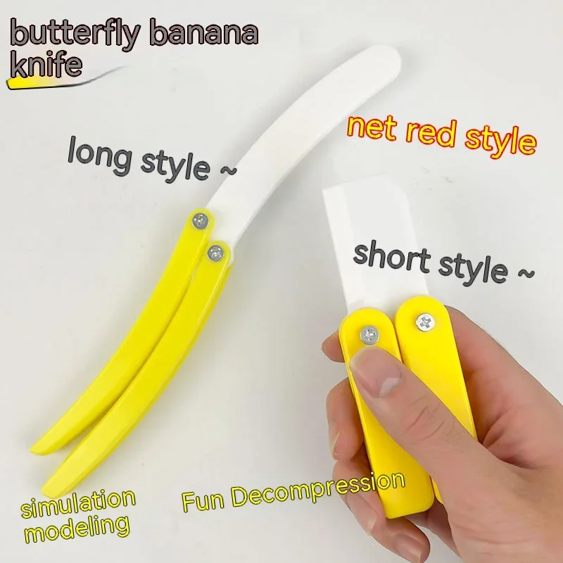 3D Printing Gravity Banana Knife Cub Jumping Small Mini Model Pendant Push Card Mini Butterfly Knife Decompression Toy