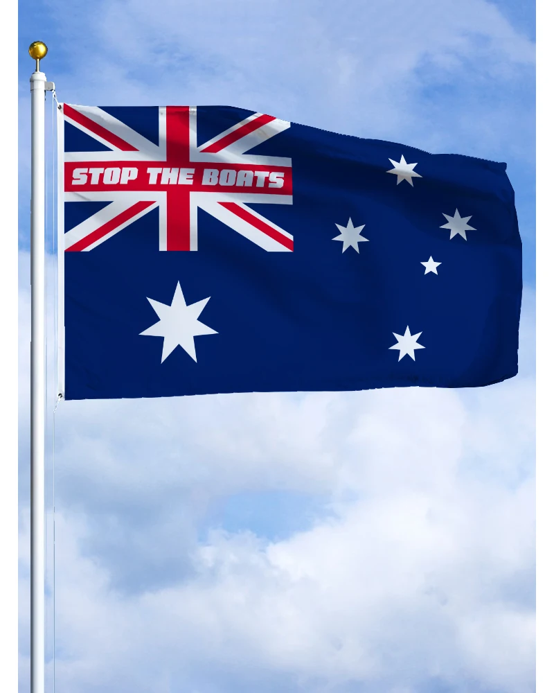 90*150cm STOP THE BOATS Flag of the Australia Polyester Printed Banner Tapestry For Decor