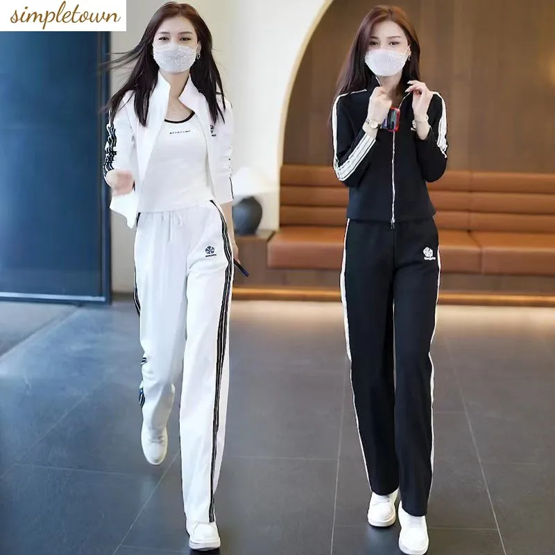 

Leisure Sports Set Women's Spring 2023 New Fashion Age Reducing Senior Sense Top Wide Leg Pants Two Piece Set