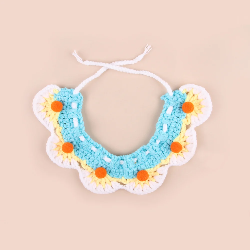 Cute Handwoven Pet Knitted Scarf Adjustable Soft Cat Collars Dog Scarf