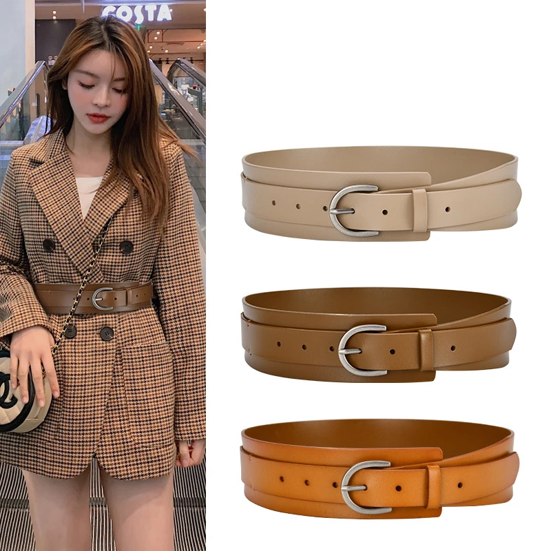 New high quality fashion women's belt decoration coat windbreaker ladies cowhide waist seal