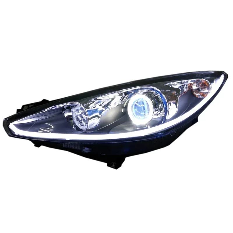 Custom Full LED Headlights with Bi-Xenon Projector Lens DRL Plug-and-Play Hatchback Fitment 2010-2014