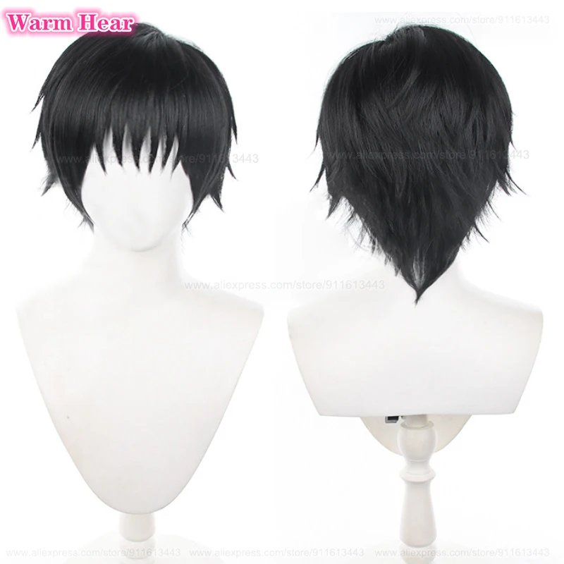 Anime Fushiguro Toji Peruca Cosplay para homens e mulheres, cabelo preto curto, resistente ao calor, cabelo sintético, fantasias de Halloween