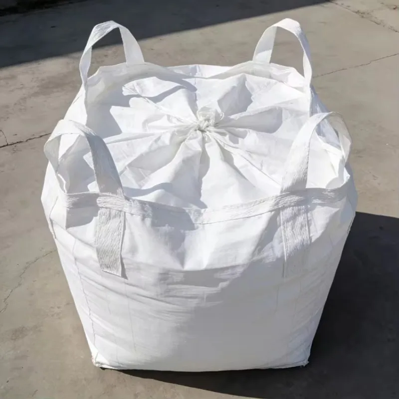 Jiuru Filling Spout Big Bag Top Flat Bottom 1 Ton PP White Skirt Customized Storage Packaging Bulk 5:1 Safety Cross
